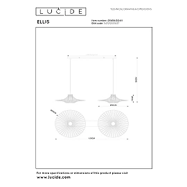 Lucide ELLIS pendant light 120 cm, 2xE27, taupe