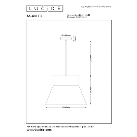 Lucide SCARLET pendant light Ø45 cm, 1xE27, cream