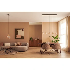 GISELA pendant light Ø30 cm, LED 9.4W 2700K, amber glass (Lucide)