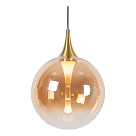GISELA pendant light 120 cm, LED 5×4W 2700K, amber glass (Lucide)