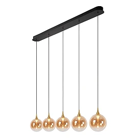 GISELA pendant light 120 cm, LED 5×4W 2700K, amber glass (Lucide)