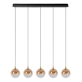 GISELA pendant light 120 cm, LED 5×4W 2700K, amber glass (Lucide)