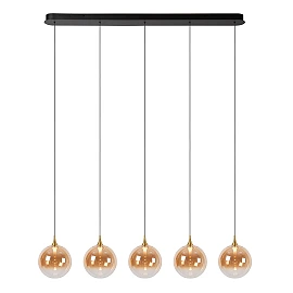 GISELA pendant light 120 cm, LED 5×4W 2700K, amber glass (Lucide)