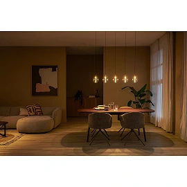 GISELA pendant light 120 cm, LED 5×4W 2700K, amber glass (Lucide)