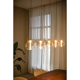 GISELA pendant light 120 cm, LED 5×4W 2700K, amber glass (Lucide)