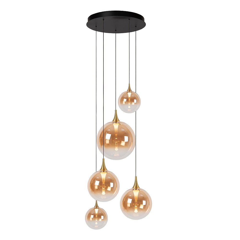 GISELA piekaramā lampa Ø57 cm, 5 LED moduļi 2700K, dzintara stikls (Lucide)