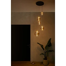 GISELA piekaramā lampa Ø57 cm, 5 LED moduļi 2700K, dzintara stikls (Lucide)