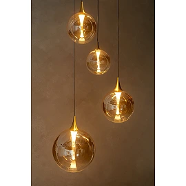 GISELA piekaramā lampa Ø57 cm, 5 LED moduļi 2700K, dzintara stikls (Lucide)