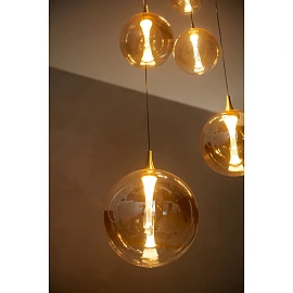 GISELA piekaramā lampa Ø57 cm, 5 LED moduļi 2700K, dzintara stikls (Lucide)