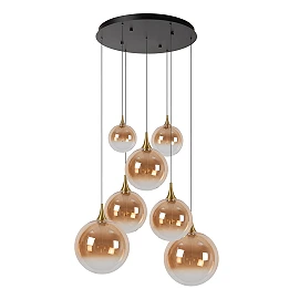 GISELA pendant light Ø84 cm, 7 LED modules 2700K, amber glass (Lucide)