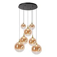 GISELA pendant light Ø84 cm, 7 LED modules 2700K, amber glass (Lucide)