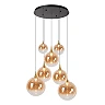 GISELA piekaramā lampa Ø84 cm, 7 LED moduļi 2700K, dzintara stikls (Lucide)