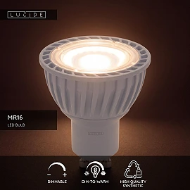 Lucide GU10 MR16 LED spuldze 5 W 2200–3000 K, balta