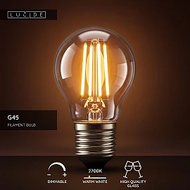 Lucide G45 E27 filament LED bulb 4 W 2700 K, clear