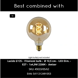 Lucide CHANTAL pendant light Ø50 cm, 1xE27, cream