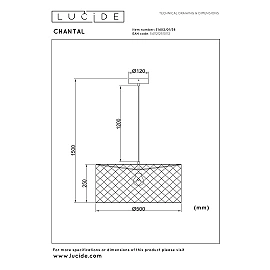Lucide CHANTAL pendant light Ø50 cm, 1xE27, cream