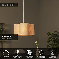 Lucide CHANTAL piekaramā lampa Ø50 cm, 1xE27, krēmkrāsa