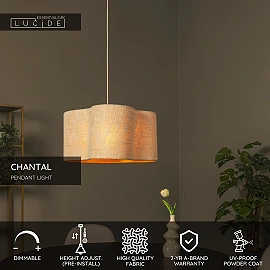 Lucide CHANTAL pendant light Ø50 cm, 1xE27, cream