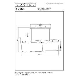 Lucide CHANTAL pendant light 95 cm, 4xE27, cream