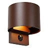 TADZIO apaļa āra sienas lampa LED 7W CCT IP65 ar sensoru, rūsas brūna (Lucide)