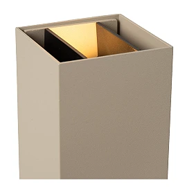 Lucide APLIS taisnstūra LED āra sienas gaismeklis, augšup/lejup, taupe