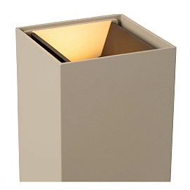 Lucide APLIS taisnstūra LED āra sienas gaismeklis, augšup/lejup, taupe