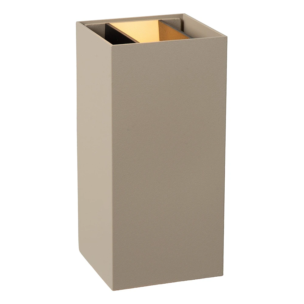 Lucide APLIS taisnstūra LED āra sienas gaismeklis, augšup/lejup, taupe