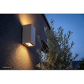 Lucide APLIS taisnstūra LED āra sienas gaismeklis, augšup/lejup, taupe