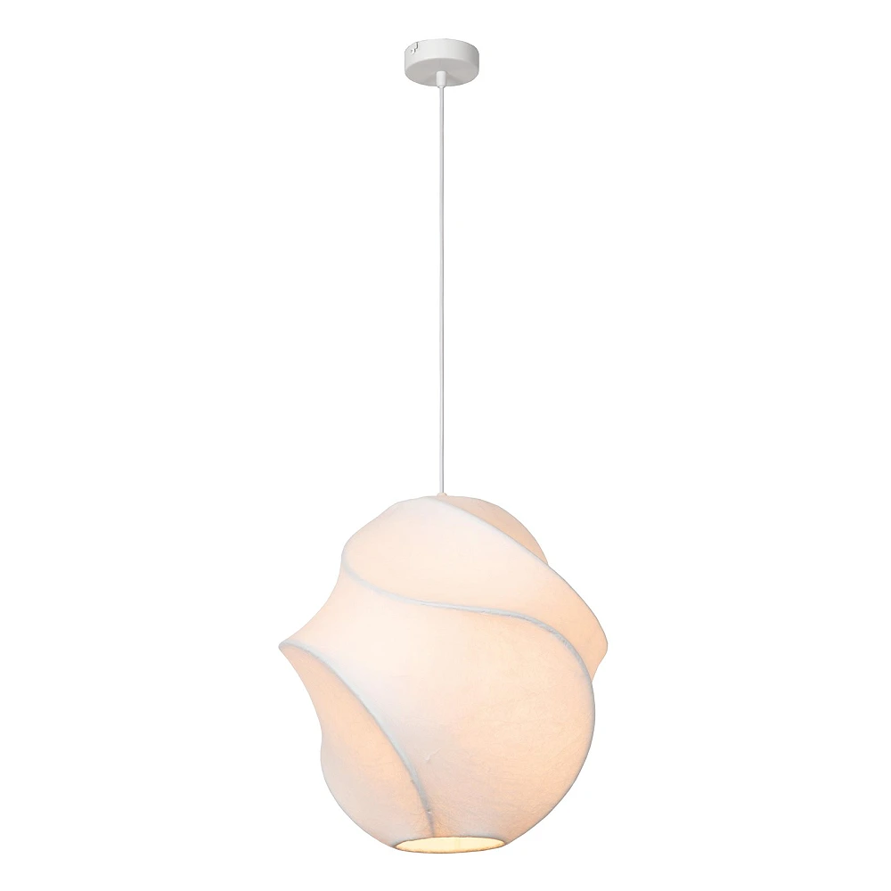 Lucide LA VAGUE piekaramā lampa ar zīda abažūru, Ø40 cm, balta