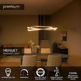 Lucide MENUET LED piekaramā lampa, 110 cm, taupe