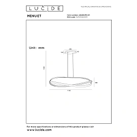 Lucide MENUET LED piekaramā lampa, 110 cm, taupe
