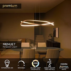 Lucide MENUET LED piekaramā lampa, 140 cm, taupe