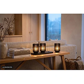Lucide KIM rechargeable LED table lamps, set of 3, black