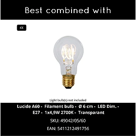 Lucide LA VAGUE pendant light 127 cm, 4×E27, white