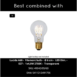 Lucide LA VAGUE table lamp Ø30 cm, E27, white