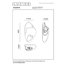 Lucide YACINTE wall light 35 cm, G9, taupe