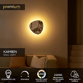 Lucide KAMIEN wall light 47 cm, LED 12W CCT, white marble