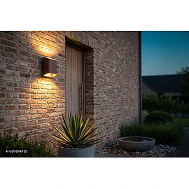 ATILA outdoor wall light LED 2×5W 2700K IP65, rust brown (Lucide)