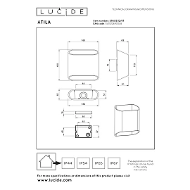 ATILA outdoor wall light LED 2×5W 2700K IP65, rust brown (Lucide)
