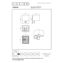 TADZIO square outdoor wall light LED 7W CCT IP65 with sensor, black (Lucide)