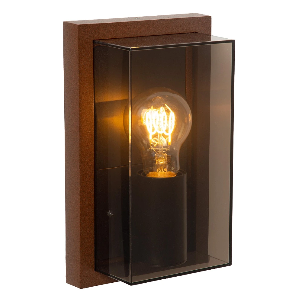 Lucide COZETTE flat outdoor wall light 1×E27 IP65, rust brown