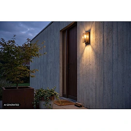 Lucide COZETTE flat outdoor wall light 1×E27 IP65, rust brown