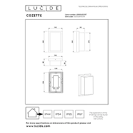 Lucide COZETTE flat outdoor wall light 1×E27 IP65, rust brown