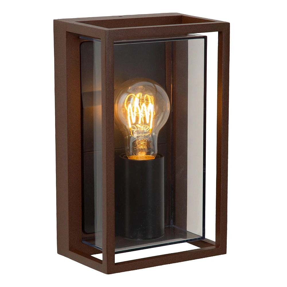 Lucide COZETTE framed outdoor wall light 1×E27 IP65, rust brown