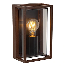 Lucide COZETTE framed outdoor wall light 1×E27 IP65, rust brown