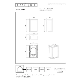 Lucide COZETTE framed outdoor wall light 1×E27 IP65, rust brown