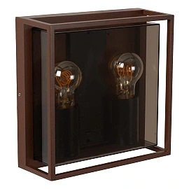 Lucide COZETTE square outdoor wall light 2×E27 IP65, rust brown