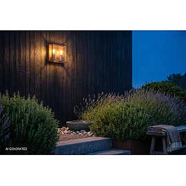 Lucide COZETTE square outdoor wall light 2×E27 IP65, rust brown