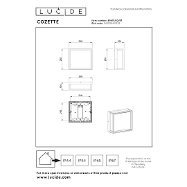 Lucide COZETTE square outdoor wall light 2×E27 IP65, rust brown