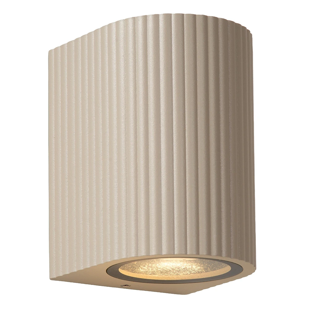 Lucide ANGELINA rounded outdoor wall light 1×GU10 IP65, taupe